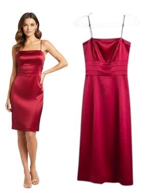 Theory Satin Slip Dress Red Bias Cut Cocktail Size 0